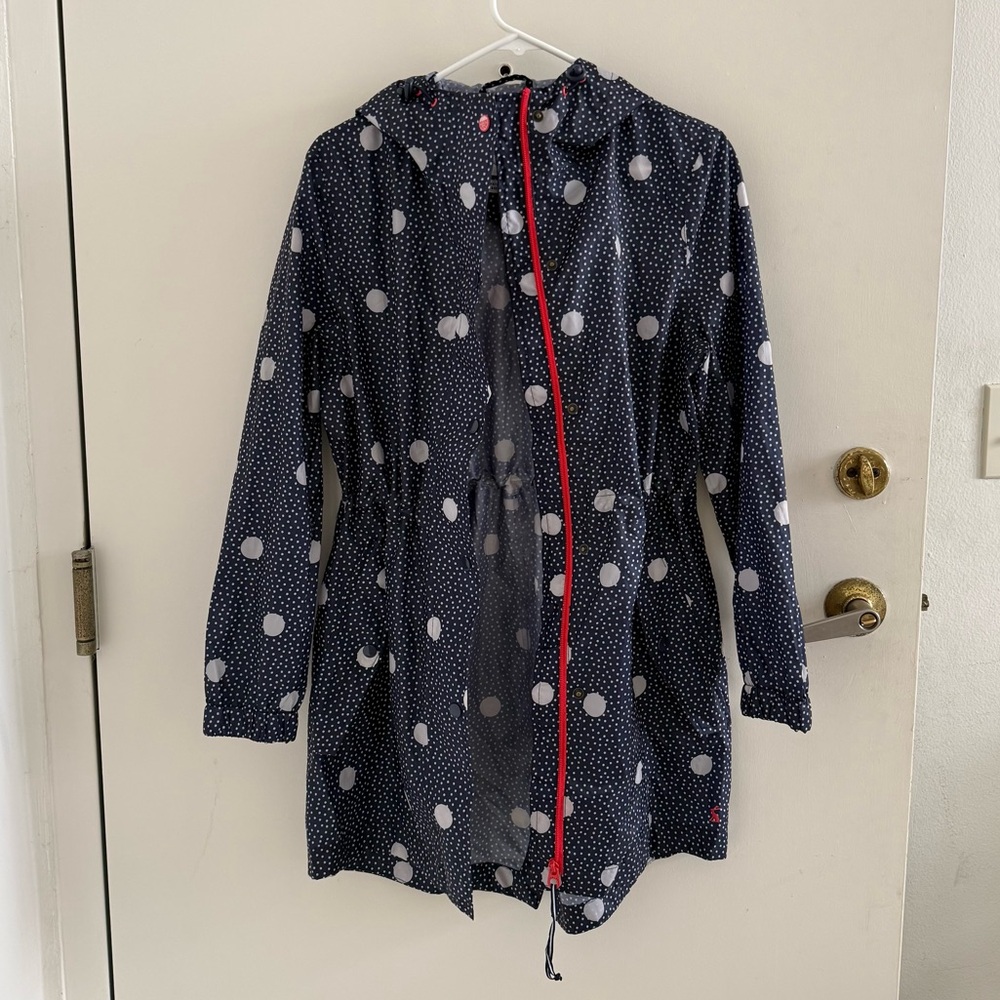 Chic Joules Right as Rain Navy Polka Dot Raincoat